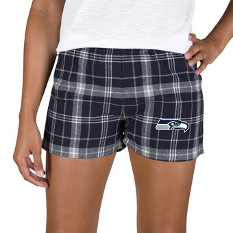 Women's Seattle Seahawks Concepts Sport College Navy/Neon Green Ultimate Flannel Shorts