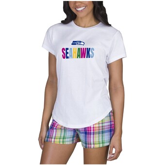 Women's Seattle Seahawks Concepts Sport White Razzle Sleepwear Top & Shorts Set