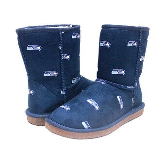 Women's Seattle Seahawks Cuce Navy Allover Logo Boots