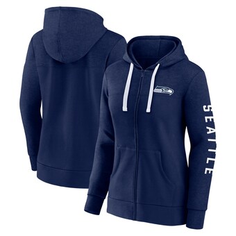 Women's Seattle Seahawks Fanatics Heather College Navy Plus Size City Ties Full-Zip Hoodie