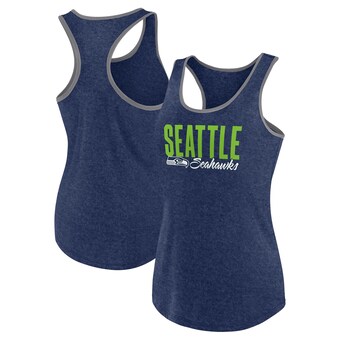 Women's Seattle Seahawks Fanatics Heather College Navy Plus Size Fuel Tank Top