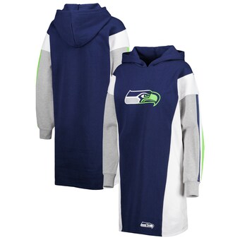 Women's Seattle Seahawks G-III 4Her by Carl Banks College Navy Bootleg Long Sleeve Hoodie T-Shirt Dress