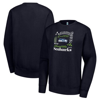 Women's Seattle Seahawks G-III 4Her by Carl Banks Navy Collage Graphic Fleece Pullover Sweatshirt