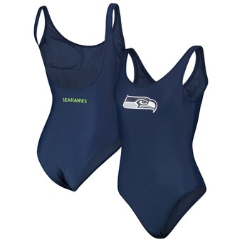 Women's Seattle Seahawks G-III 4Her by Carl Banks College Navy Making Waves One-Piece Swimsuit