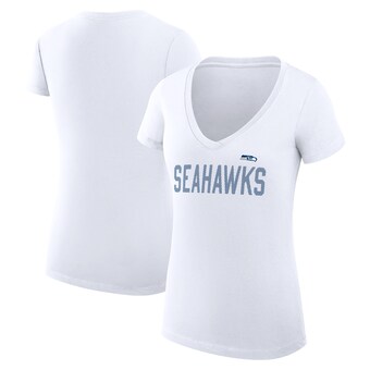 Women's Seattle Seahawks G-III 4Her by Carl Banks White Dot Print V-Neck Fitted T-Shirt