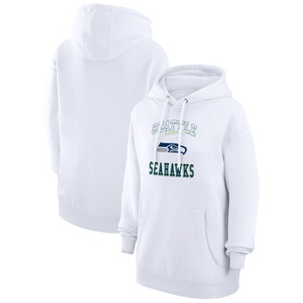 Women's Seattle Seahawks G-III 4Her by Carl Banks White Team Logo Graphic Fleece Tri-Blend Pullover Hoodie