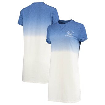 Women's Seattle Seahawks Junk Food Heathered Royal/White Ombre Tri-Blend T-Shirt Dress