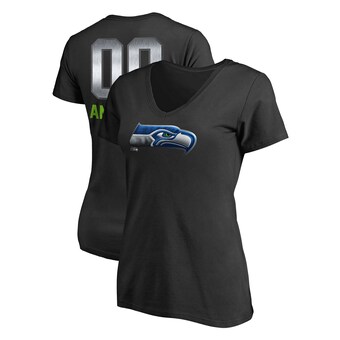 Women's Seattle Seahawks NFL Pro Line Black Personalized Midnight Mascot T-Shirt