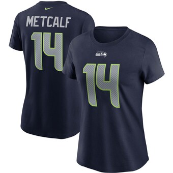 Women's Seattle Seahawks DK Metcalf Nike College Navy Name & Number T-Shirt