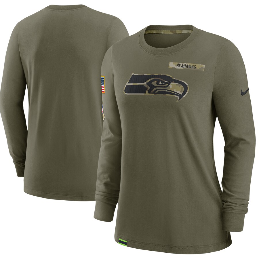 Women's Seattle Seahawks Nike Olive Salute To Service Performance Long Sleeve T-Shirt