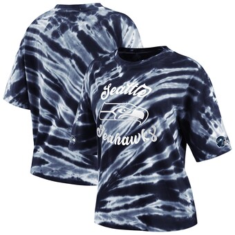 Women's Seattle Seahawks WEAR by Erin Andrews College Navy Tie-Dye T-Shirt