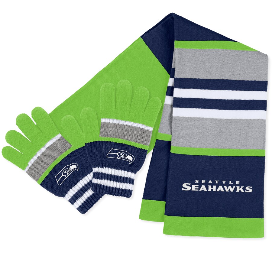 Women's Seattle Seahawks WEAR by Erin Andrews Stripe Glove & Scarf Set