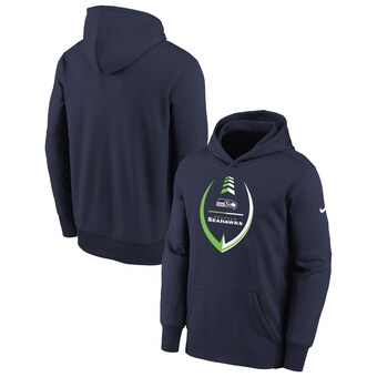 Youth Seattle Seahawks Nike College Navy Icon Performance Pullover Hoodie