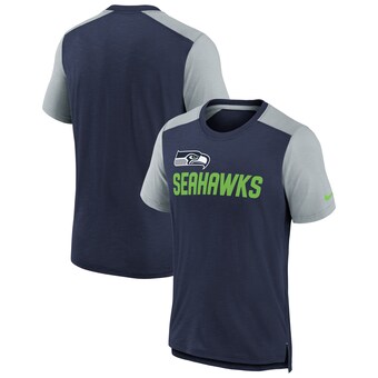 Youth Seattle Seahawks Nike Heathered College Navy/Heathered Gray Colorblock Team Name T-Shirt