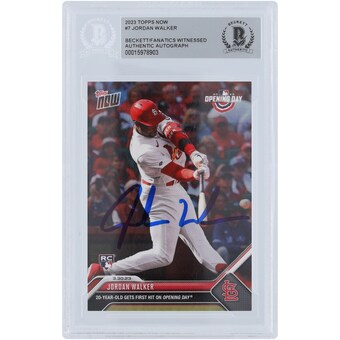 Jordan Walker St. Louis Cardinals Autographed 2023 Topps Now #7 Beckett Fanatics Witnessed Authenticated Rookie Card