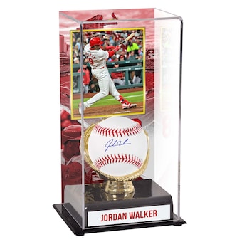 Jordan Walker St. Louis Cardinals Autographed Fanatics Authentic Baseball and Sublimated Gold Glove Display Case with Image