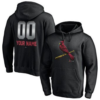 Men's St. Louis Cardinals Black Personalized Any Name & Number Midnight Mascot Pullover Hoodie