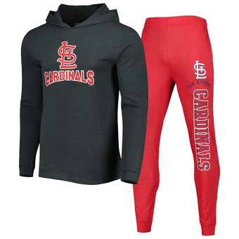 Men's St. Louis Cardinals Concepts Sport Heather Red/Heather Charcoal Meter Pullover Hoodie & Joggers Set