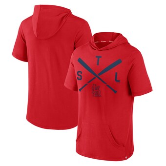 Men's St. Louis Cardinals Fanatics Red Iconic Rebel Short Sleeve Pullover Hoodie