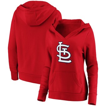 Women's St. Louis Cardinals Fanatics Red Official Logo Crossover V-Neck Pullover Hoodie