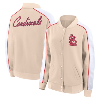 Women's St. Louis Cardinals Fanatics Tan Luxe Lounge Full-Snap Jacket