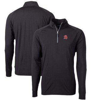 Men's Cutter & Buck Black Tampa Bay Buccaneers Adapt Eco Knit Stretch Recycled Big & Tall Quarter-Zip Throwback Pullover Top