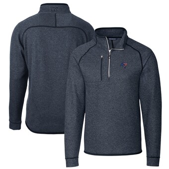 Men's Cutter & Buck Heathered Navy Tampa Bay Buccaneers Big & Tall Mainsail Sweater Knit Half-Zip Pullover Jacket