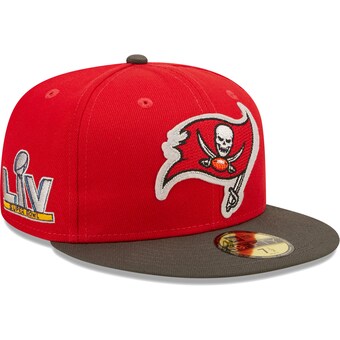 Men's Tampa Bay Buccaneers New Era Red/Pewter Super Bowl LV Letterman 59FIFTY Fitted Hat