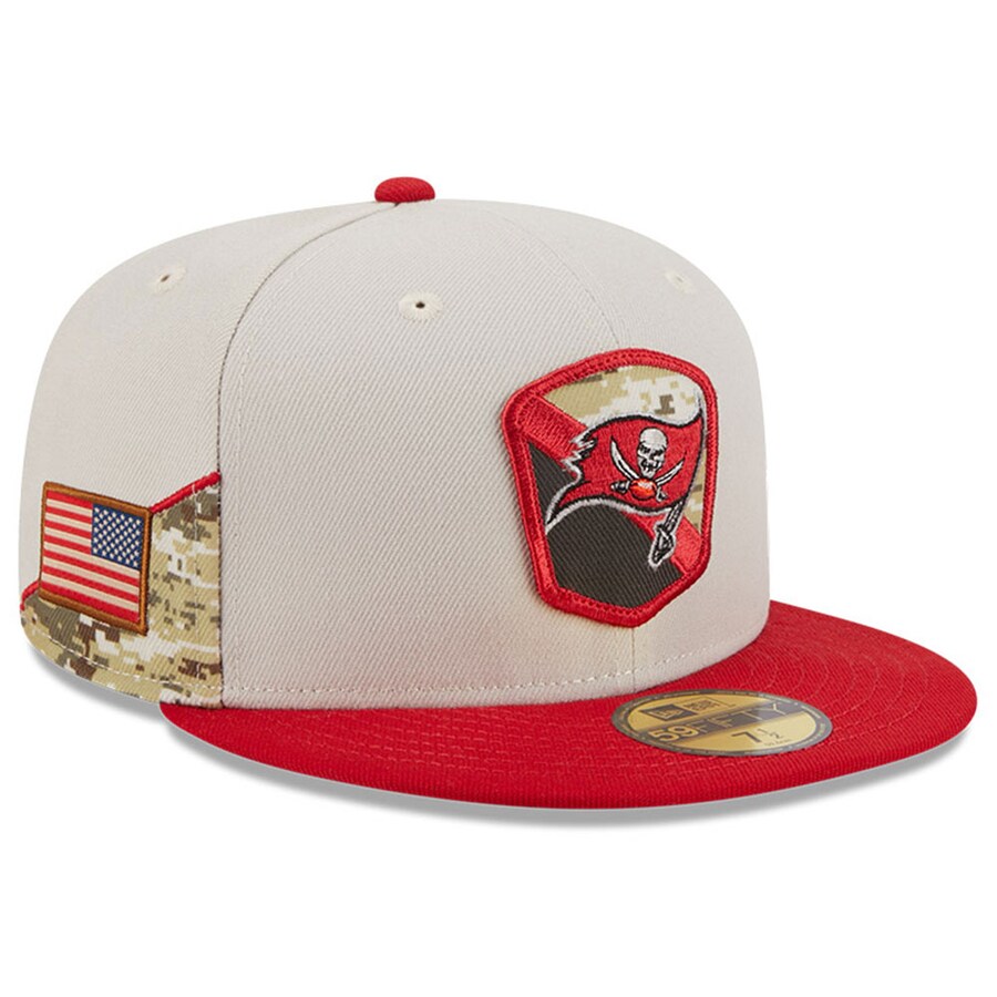 Men's Tampa Bay Buccaneers  New Era Stone/Scarlet 2023 Salute To Service 59FIFTY Fitted Hat