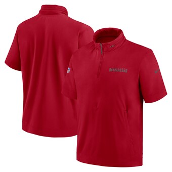 Men's Nike Red Tampa Bay Buccaneers 2024 Sideline Coach Short Sleeve Half-Zip Hoodie Jacket