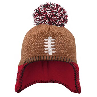 Preschool Tampa Bay Buccaneers Brown/Red Football Head Knit Hat with Pom