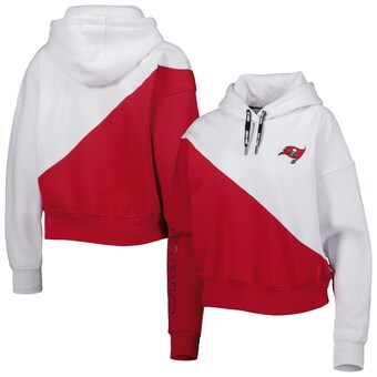 Women's Tampa Bay Buccaneers DKNY Sport White/Red Bobbi Color Blocked Pullover Hoodie