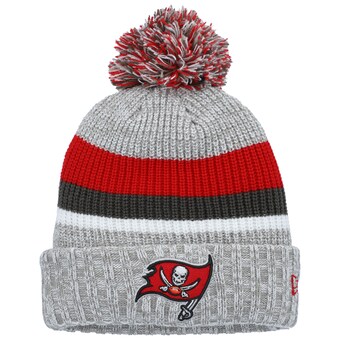 Youth Tampa Bay Buccaneers New Era Heather Gray Cuffed Knit Hat with Pom