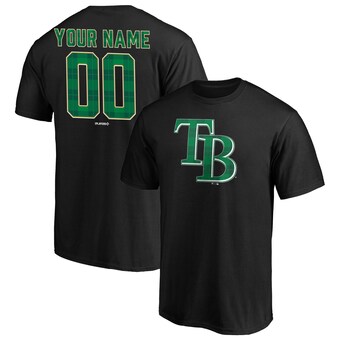 Men's Tampa Bay Rays Black Emerald Plaid Personalized Name & Number T-Shirt