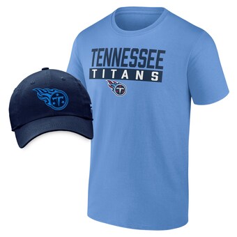 Men's Tennessee Titans Fanatics Light Blue/Navy T-Shirt & Adjustable Hat Combo Pack