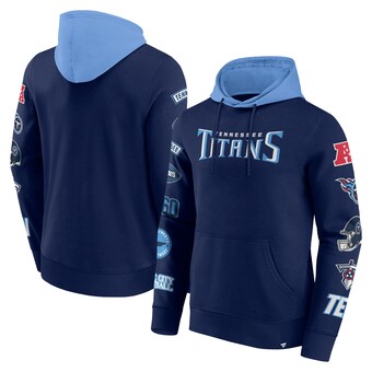 Men's Tennessee Titans  Fanatics Navy/Light Blue Patched Out Pullover Hoodie