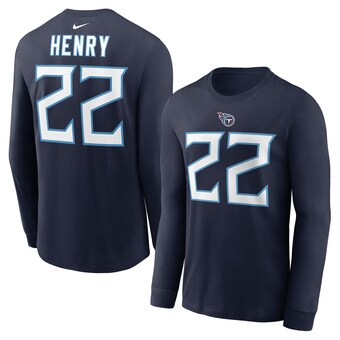 Men's Tennessee Titans Derrick Henry Nike Navy Player Name & Number Long Sleeve T-Shirt