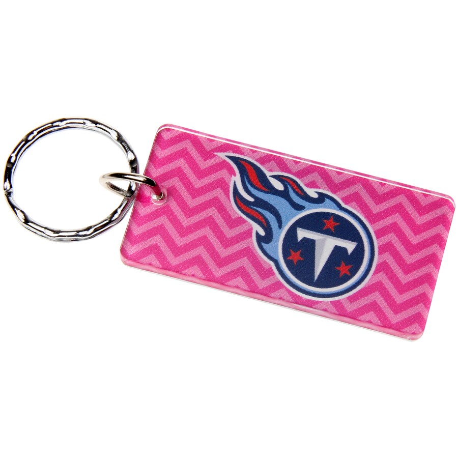 Tennessee Titans Pink Chevron Printed Acrylic Team Color Logo Keychain