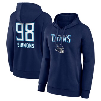 Women's Tennessee Titans Jeffery Simmons Fanatics Navy Team Wordmark Player Name & Number Pullover Hoodie