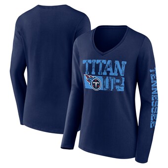 Women's Tennessee Titans Fanatics Navy Hometown Sweep Long Sleeve V-Neck T-Shirt