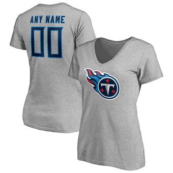 Women's Tennessee Titans Gray Team Authentic Custom V-Neck T-Shirt