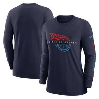 Women's Tennessee Titans Nike Navy Prime Split Long Sleeve T-Shirt