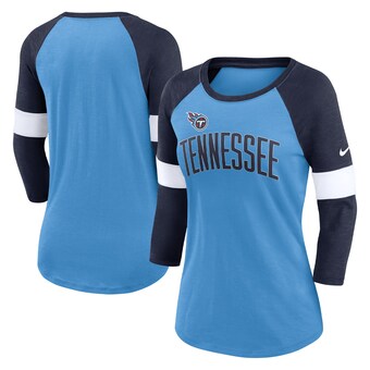 Women's Tennessee Titans Nike Light Blue/Heather Navy Football Pride Raglan 3/4-Sleeve T-Shirt