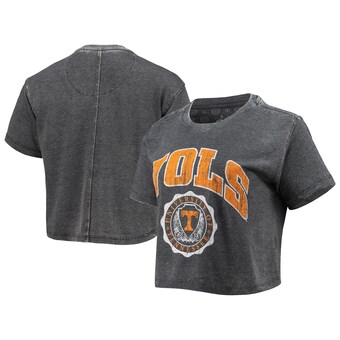 Tennessee Volunteers Pressbox Women's Edith Vintage Burnout Crop T-Shirt- Charcoal