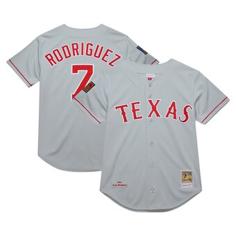 Men's Texas Rangers Ivan Rodriguez Mitchell & Ness Gray 1994 Cooperstown Collection Authentic Dark Jersey