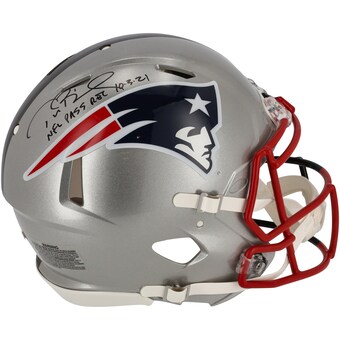 Autographed Tampa Bay Buccaneers & New England Patriots Tom Brady Fanatics Authentic Riddell Half & Half Speed Authentic Helmet with "NFL Pass Rec 10/3/21" Inscription - Signature on New England Side