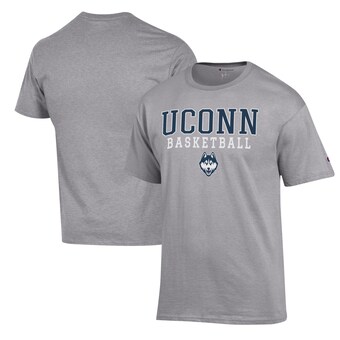 UConn Huskies Champion Basketball Stack T-Shirt - Heather Gray