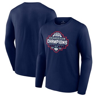  UConn Huskies Fanatics 2024 NCAA Men's Basketball National Champions Official Logo Long Sleeve T-Shirt - Navy