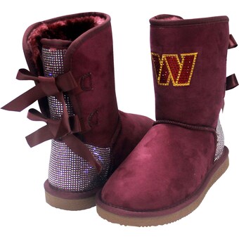 Women's Washington Commanders Cuce Team Colored Faux Suede Crystal Back Boots