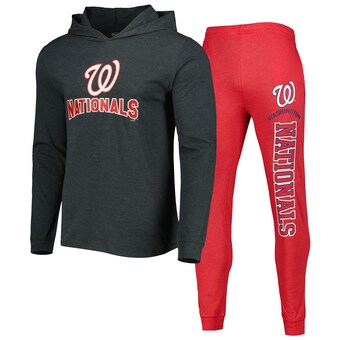 Men's Washington Nationals Concepts Sport Heather Red/Heather Charcoal Meter Pullover Hoodie & Joggers Set